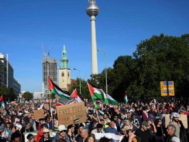 Multidão em Berlim exige fim do genocídio em Gaza